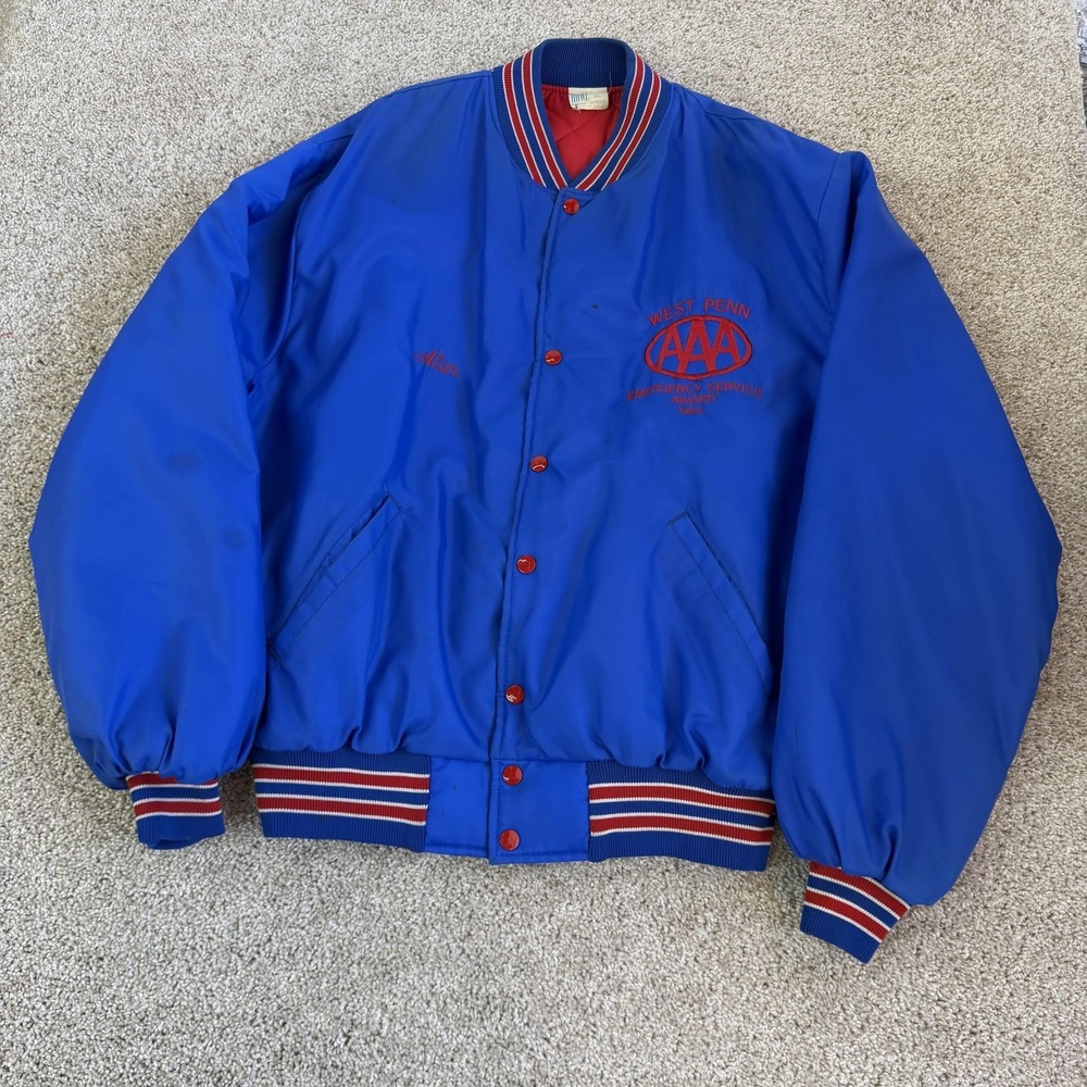 Vintage Howe Jacket Mens XL Blue AAA West Penn Varsity Quilted Lined 1989 Award